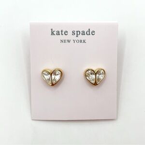 KS046-Kate Spade clear crystal heart earrings (small)